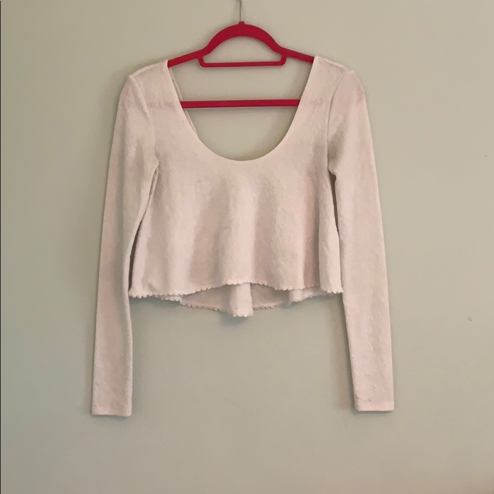White Long Sleeve Cropped Top